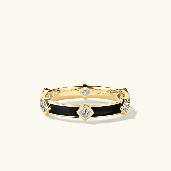 Rings<Mejuri Angled Diamond Station Enamel Ring