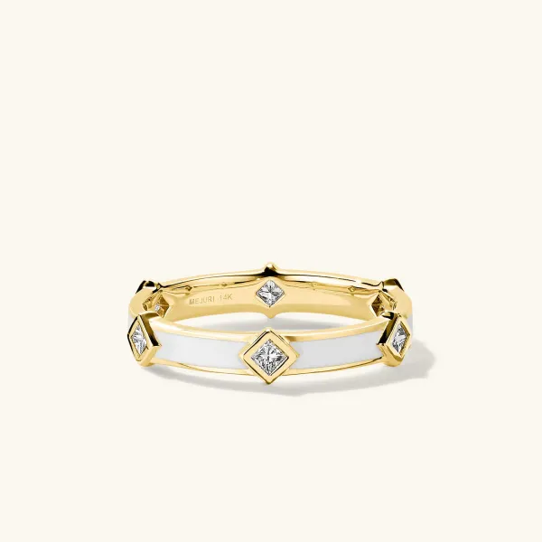 Rings<Mejuri Angled Diamond Station Enamel Ring