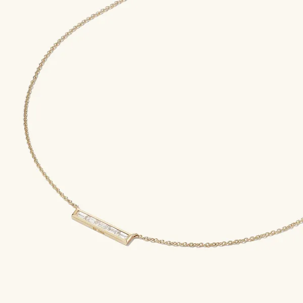 Necklaces<Mejuri Baguette Diamond Bar Necklace