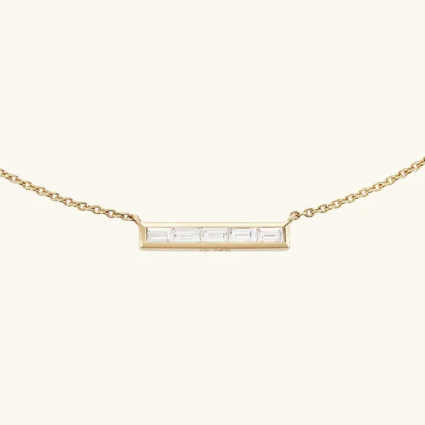 Necklaces<Mejuri Baguette Diamond Bar Necklace