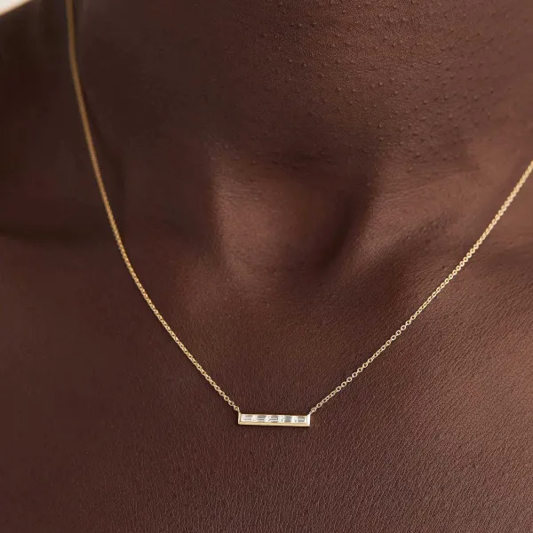 Necklaces<Mejuri Baguette Diamond Bar Necklace