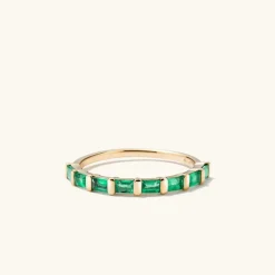 Rings<Mejuri Baguette Emerald Half Eternity Band