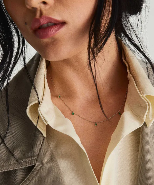Necklaces<Mejuri Baguette Gemstone Station Necklace