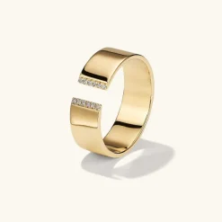 Rings<Mejuri Beam Pav Diamond Open Cigar Band