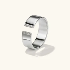 Rings<Mejuri Beam Pav Diamond Open Cigar Band