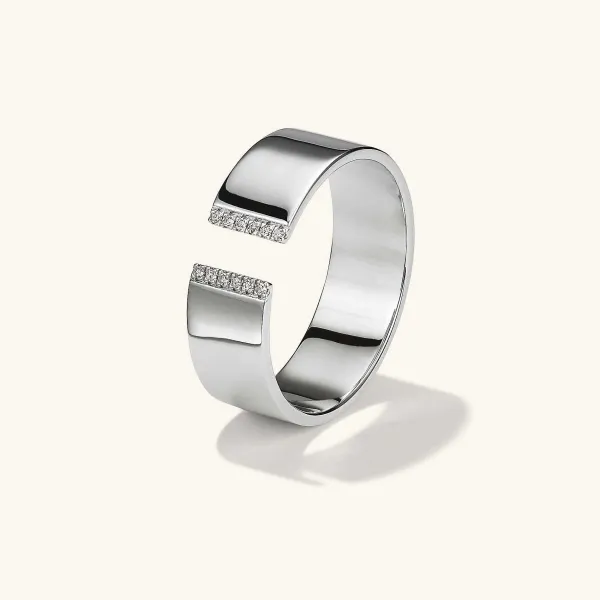 Rings<Mejuri Beam Pav Diamond Open Cigar Band