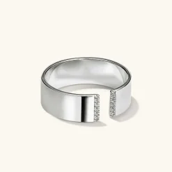 Rings<Mejuri Beam Pav Diamond Open Cigar Band