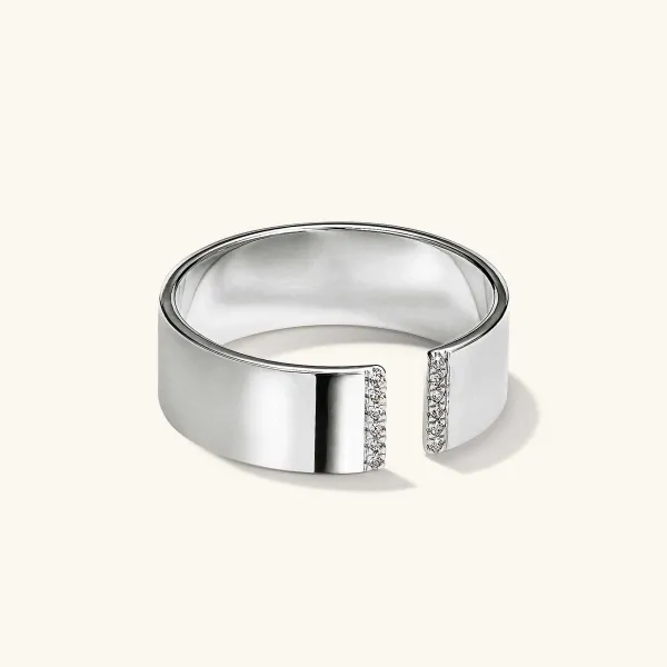 Rings<Mejuri Beam Pav Diamond Open Cigar Band