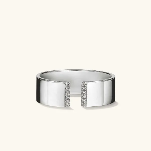 Rings<Mejuri Beam Pav Diamond Open Cigar Band