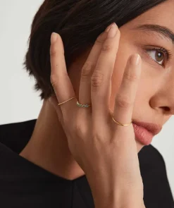 Rings<Mejuri Bezel Emerald Half Eternity Band