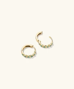 Earrings<Mejuri Bezel Emerald Huggies