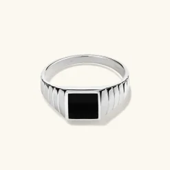 Rings<Mejuri Black Onyx Square Signet Ring