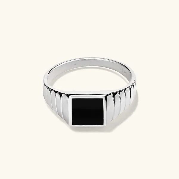 Rings<Mejuri Black Onyx Square Signet Ring