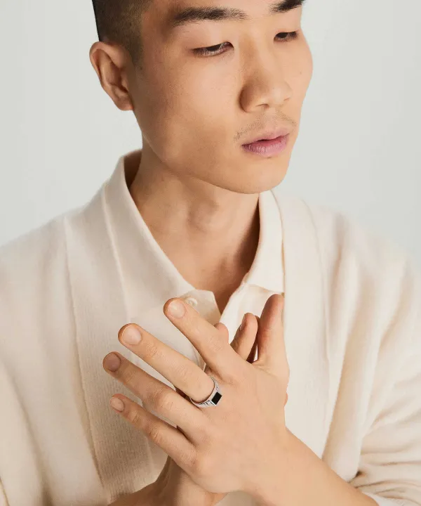 Rings<Mejuri Black Onyx Square Signet Ring