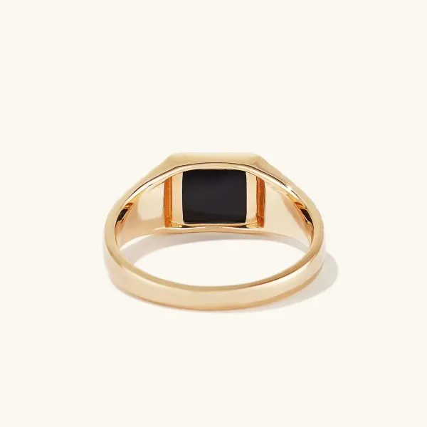 Rings<Mejuri Black Onyx Square Signet Ring