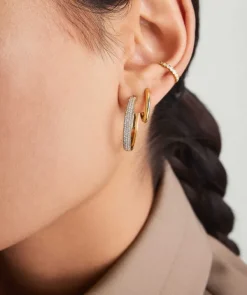 Earrings<Mejuri Bold Pav Diamond Large Hoops