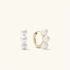 Earrings<Mejuri Bold Pearl Trio Hoop Earrings