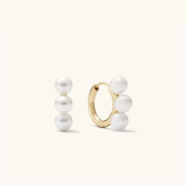 Earrings<Mejuri Bold Pearl Trio Hoop Earrings