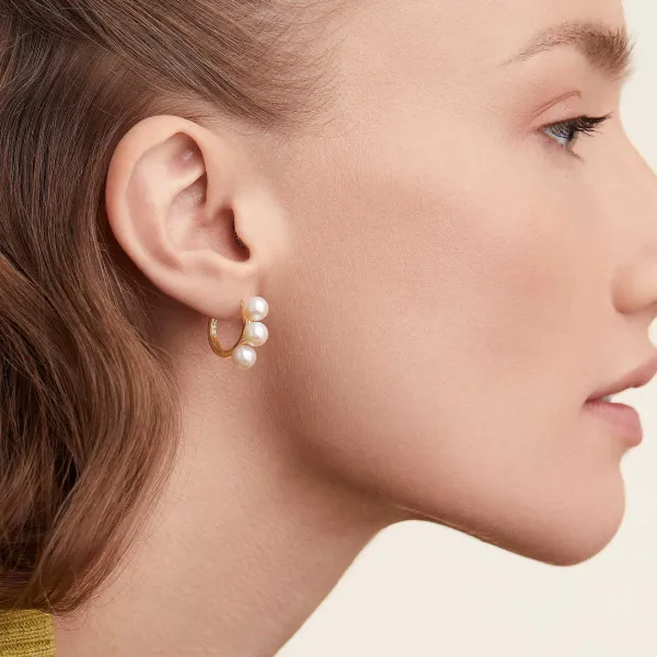 Earrings<Mejuri Bold Pearl Trio Hoop Earrings