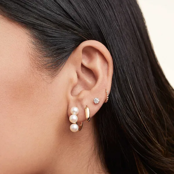 Earrings<Mejuri Bold Pearl Trio Hoop Earrings