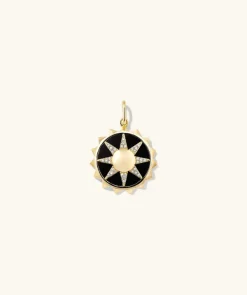 Necklaces<Mejuri Energy: Sun Pav Diamond Coin Charm Pendant