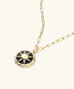 Necklaces<Mejuri Energy: Sun Pav Diamond Coin Charm Pendant