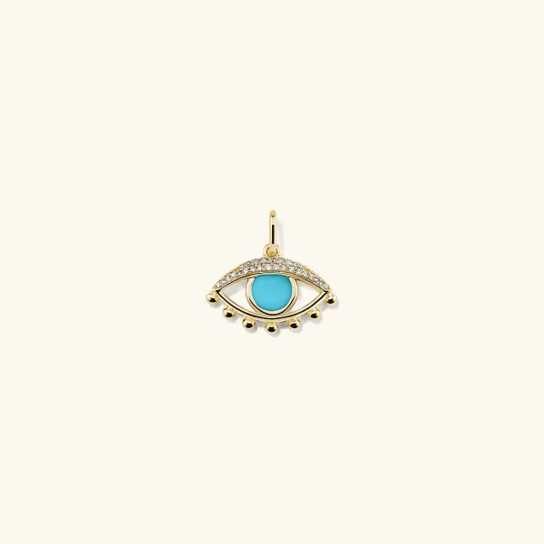 Necklaces<Mejuri Evil Eye Pav Diamond & Turquoise Charm Pendant