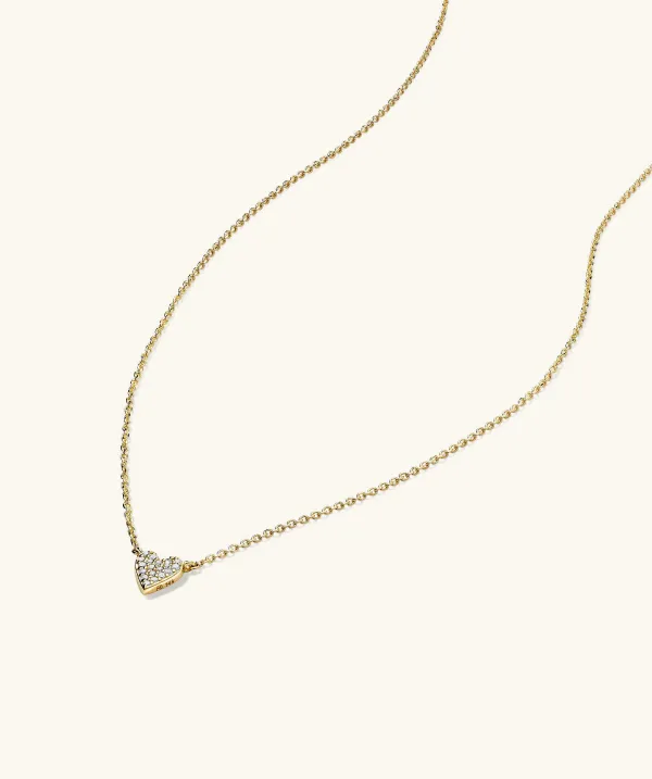 Necklaces<Mejuri Mini Heart Pav Diamond Necklace