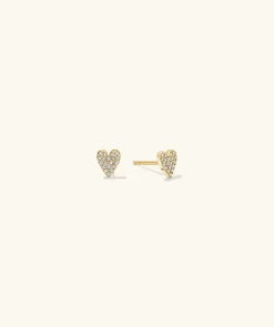 Earrings<Mejuri Mini Heart Pav Diamond Stud Earrings