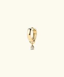 Earrings<Mejuri Mini Pear Diamond Hoop Charm