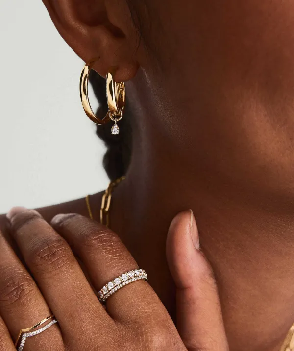 Earrings<Mejuri Mini Pear Diamond Hoop Charm