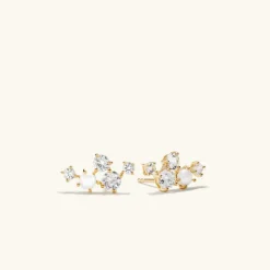 Earrings<Mejuri Mini Pearl Topaz Climber Studs