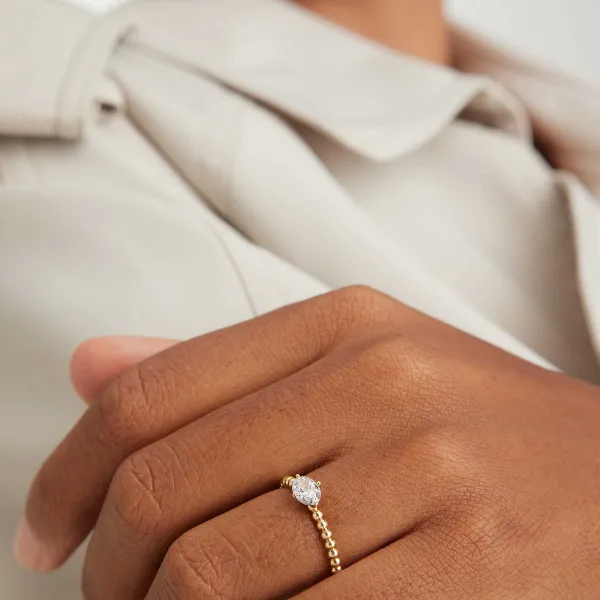 Rings<Mejuri Oval Diamond Bold Beaded Ring