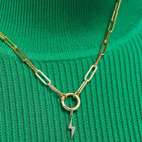 Necklaces<Mejuri Pav Diamond Lightning Bolt Charm