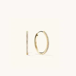 Earrings<Mejuri Pav Diamond Medium Hoops