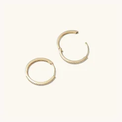 Earrings<Mejuri Pav Diamond Medium Hoops