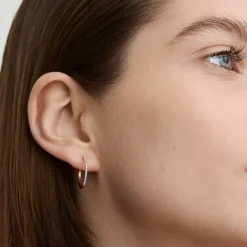 Earrings<Mejuri Pav Diamond Medium Hoops
