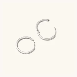 Earrings<Mejuri Pav Diamond Medium Hoops