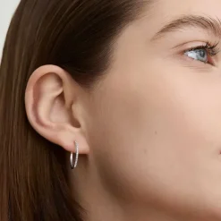 Earrings<Mejuri Pav Diamond Medium Hoops