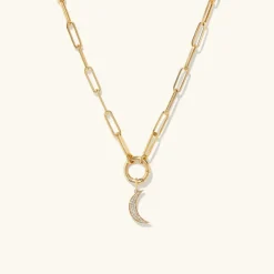 Necklaces<Mejuri Pav Diamond Moon Charm