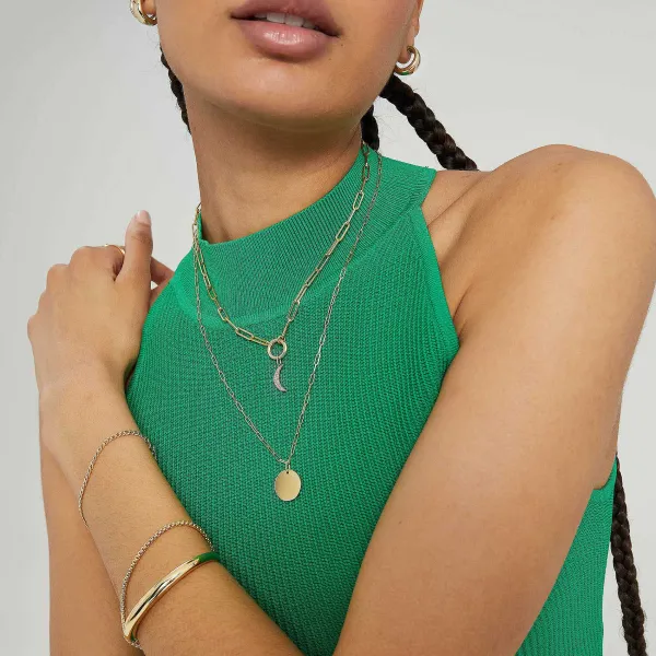 Necklaces<Mejuri Pav Diamond Moon Charm