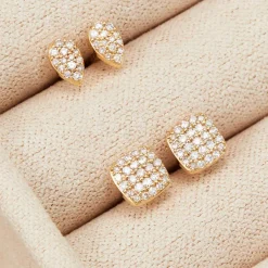 Earrings<Mejuri Pav Diamond Pear Studs