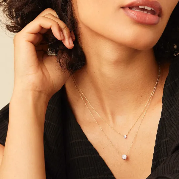 Necklaces<Mejuri Pav Diamond Round Necklace