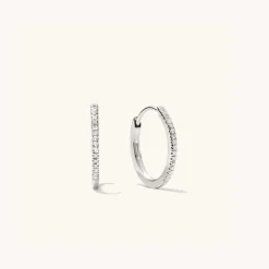 Earrings<Mejuri Pav Diamond Small Hoops