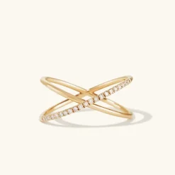 Rings<Mejuri Pav Diamond X Ring