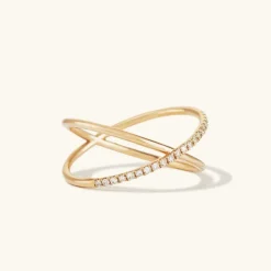 Rings<Mejuri Pav Diamond X Ring