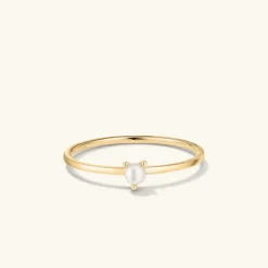 Rings<Mejuri Pearl Slim Stacker Ring