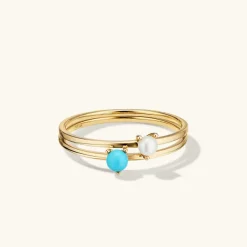 Rings<Mejuri Pearl Slim Stacker Ring