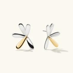 Earrings<Mejuri Pressed Flower Two-Tone Large Stud Earrings