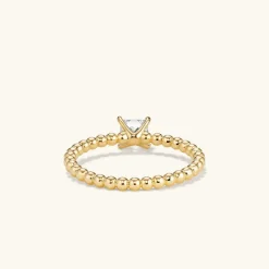 Rings<Mejuri Princess Cut Diamond Bold Beaded Ring